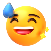 leende ansikte med svettas 3d emoji ikon png