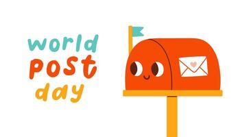 Post Day banner with post box mail box design vector illustration, World Post Day. Vector illustration