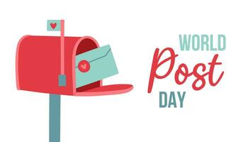 Post Day banner with post box mail box design vector illustration, World Post Day. Vector illustration