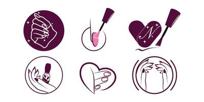 Nail polish set logo design with creative concept Premium Vector