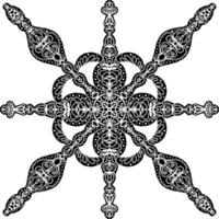 a black and white snowflake design with ornamental patterns vector