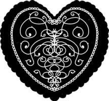 a black and white heart with swirls and scrolls vector