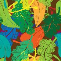 a colorful pattern with leaves and flowers vector