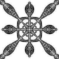 a black and white snowflake design with ornamental patterns vector