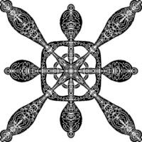 a black and white snowflake design with ornamental patterns vector