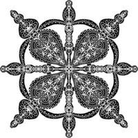 a black and white ornamental design with a snowflake vector