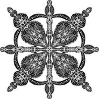 a black and white ornamental design with a snowflake vector