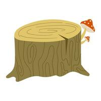 tree stump and mushrooms vector