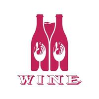 Wine bottle and glass logo vector