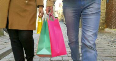 Walking together after shopping video