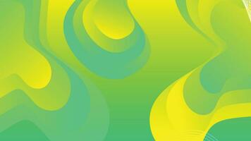 Green and yellow gradient fluid wave abstract background vector