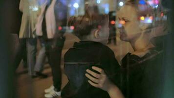 Mother and Son on a Bus Stop video