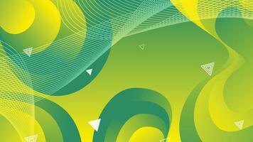 Green and yellow gradient fluid wave abstract background vector