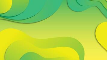 Green and yellow gradient fluid wave abstract background vector