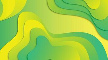 Green and yellow gradient fluid wave abstract background vector