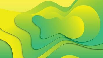 Green and yellow gradient fluid wave abstract background vector