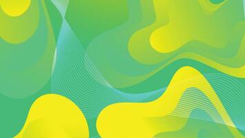 Green and yellow gradient fluid wave abstract background vector