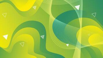 Green and yellow gradient fluid wave abstract background vector