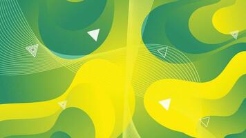 Green and yellow gradient fluid wave abstract background vector