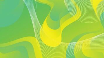 Green and yellow gradient fluid wave abstract background vector