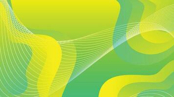 Green and yellow gradient fluid wave abstract background vector