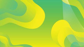 Green and yellow gradient fluid wave abstract background vector