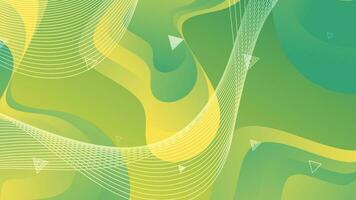 Green and yellow gradient fluid wave abstract background vector