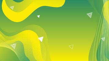 Green and yellow gradient fluid wave abstract background vector