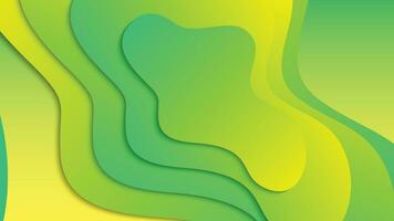 Green and yellow gradient fluid wave abstract background vector