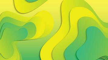 Green and yellow gradient fluid wave abstract background vector