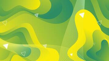 Green and yellow gradient fluid wave abstract background vector