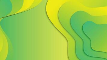 Green and yellow gradient fluid wave abstract background vector