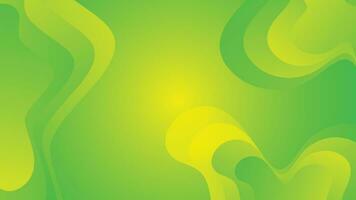 Green and yellow gradient fluid wave abstract background vector