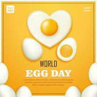 World Egg Day. Heart shaped eggs, hard boiled eggs and whole eggs. 3d vector, suitable for design elements, advertising and events vector