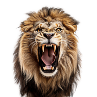 Lion with open mouth isolated on transparent background, created with generative AI png