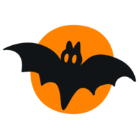 Bat and full moon, flat icon. Halloween concept, Halloween spooky night sign for mobile concept and web design. png