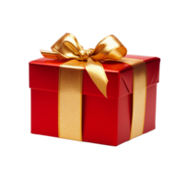 Red gift box golden ribbon Ai Generative png