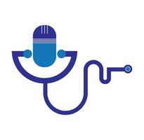 mic micrófono estetoscopio para médico podcast vector