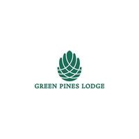Vector logo with an abstract image of a green pine cone logo applied for Luxury Mountain Lodge logo design inspiration template