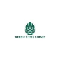 Vector logo with an abstract image of a green pine cone logo applied for Luxury Mountain Lodge logo design inspiration template