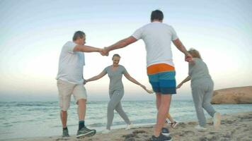 Family circle dancing on the coast video