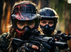 People playing paintball photo