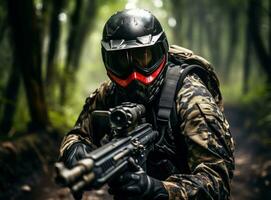 People playing paintball photo