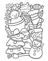 Christmas Coloring Page With Handdrawn Style vector