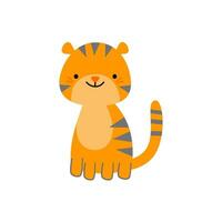 Cute tiger character hand draw isolated on white background. vector