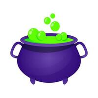 Magic witch's cauldron with green boiling potion vector