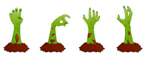 Zombie hand sticking out of the ground collection vector