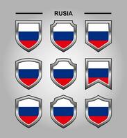 rusia nacional emblemas bandera con lujo proteger vector