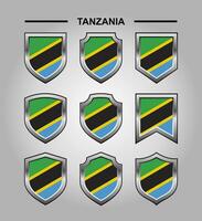 Tanzania National Emblems Flag with Luxury Shield vector