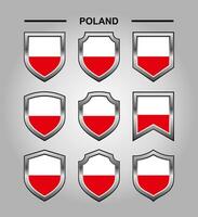 Polonia nacional emblemas bandera con lujo proteger vector